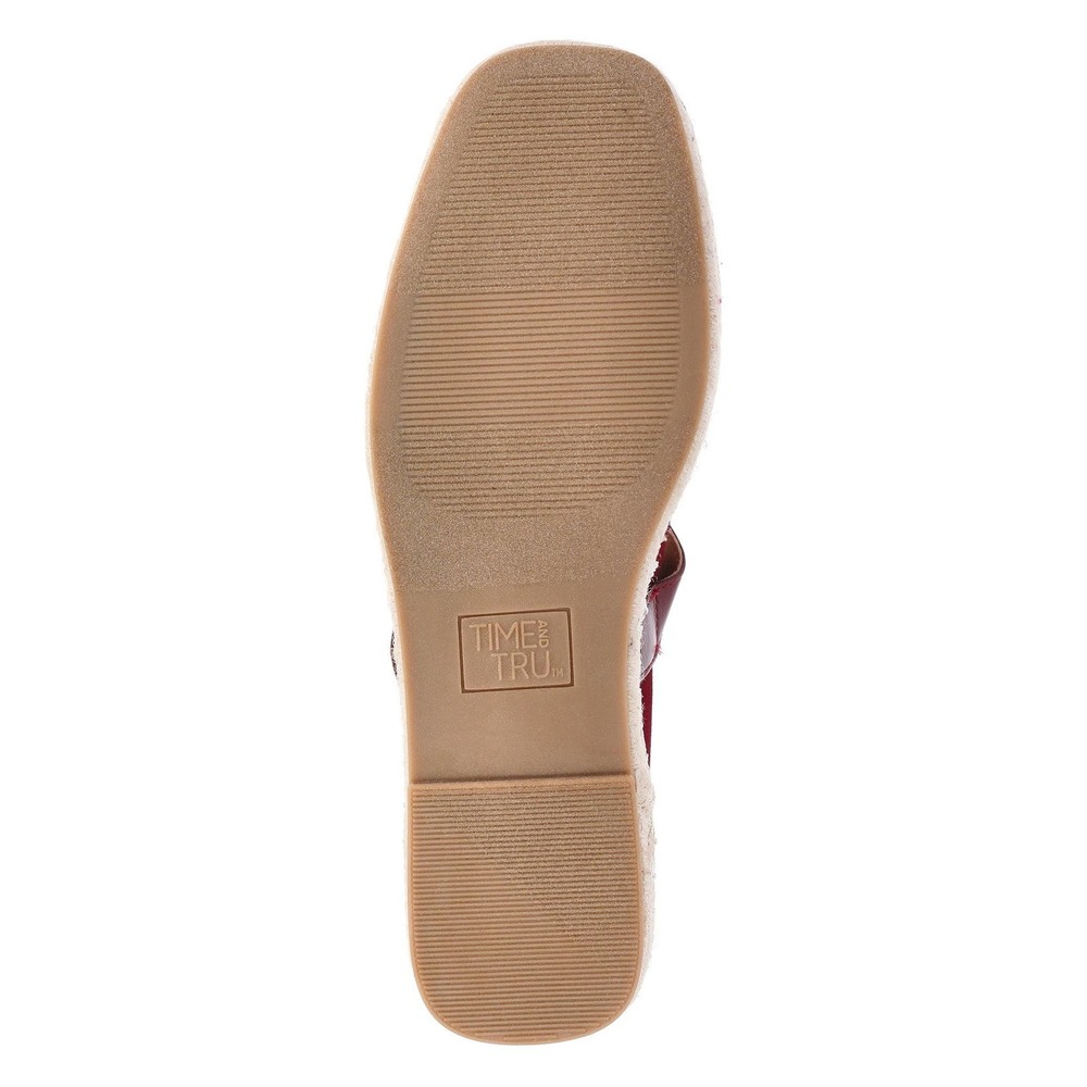 Time and Tru Mary Jane Espadrille Women Shoes Burgundy Canvas Square Toe 7.5 NEW - Picture 5 of 5